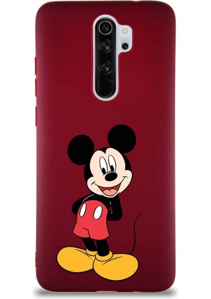Xiaomi Redmi Note 8 Pro Soft Premier Kapak Mickey Mouse-B Tasarımlı Silikon Kılıf - Mürdüm