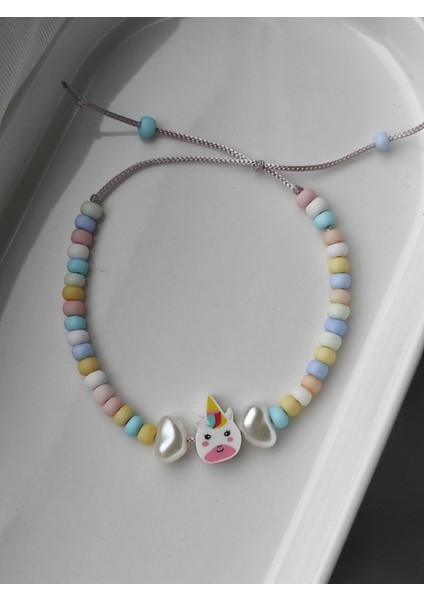 Unicorn Figürlü Kum Boncuk Çocuk Bileklik modelleri