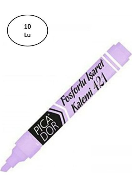 Picatack Fosforlu Kalem Pastel Mor 441 - 10'lu