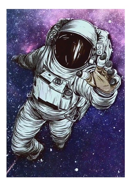 Yıldızlara Ulaşan Astronot | Elmas Mozaik Tablo | Mozaik Puzzle | 45x65 | E20234154