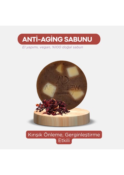 Anti-Aging Hibiskuslu Doğal Vegan Sabun - Besleyici, Kırışık Önleme ve Gerginleştirme Etkili - 100 gr