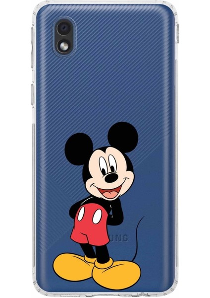 Samsung Galaxy A01 Core Kamera Korumalı Kapak Mickey Mouse Tasarımlı Şeffaf Kılıf
