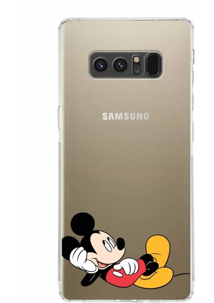 Samsung Galaxy Note 8 Kamera Korumalı Kapak Mickey Mouse Tasarımlı Şeffaf Kılıf