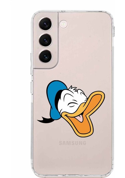 Samsung Galaxy S22 Kamera Korumalı Kapak Donald Duck Tasarımlı Şeffaf Kılıf