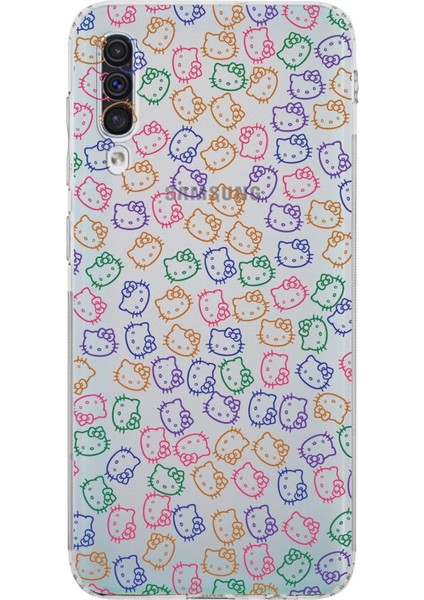 Samsung Galaxy A30S Kamera Korumalı Kapak Hello Kitty Tasarımlı Şeffaf Kılıf