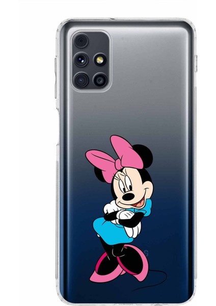 Samsung Galaxy M31S Kamera Korumalı Kapak Minnie Mouse Tasarımlı Şeffaf Kılıf