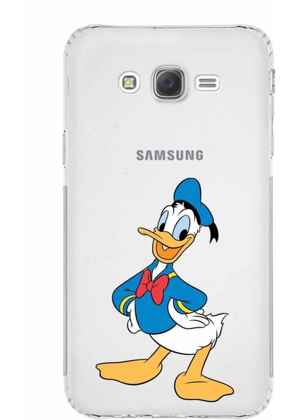 Samsung Galaxy J7 Core Kamera Korumalı Kapak Donald Duck Tasarımlı Şeffaf Kılıf