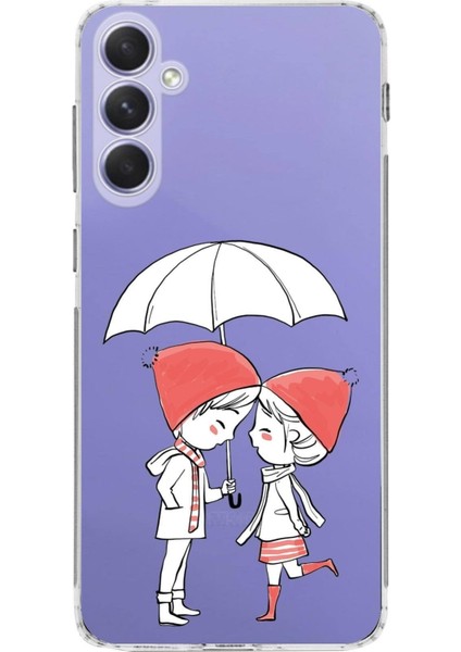 Samsung Galaxy A54 Uyumlu Kamera Korumalı Kapak Aşk Tasarımlı Şeffaf Kılıf