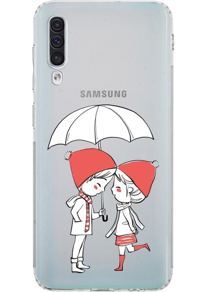 Samsung Galaxy A50S Kamera Korumalı Kapak Aşk Tasarımlı Şeffaf Kılıf