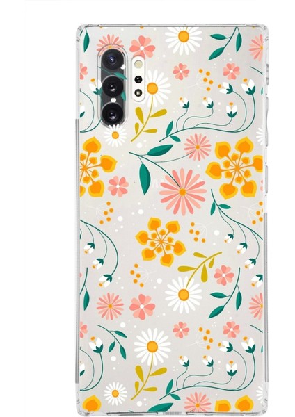 Samsung Galaxy Note 10 Pro Kamera Korumalı Kapak Çiçek Tasarımlı Şeffaf Kılıf