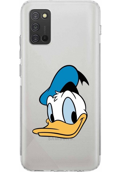 Samsung Galaxy A02S Kamera Korumalı Kapak Donald Duck Tasarımlı Şeffaf Kılıf