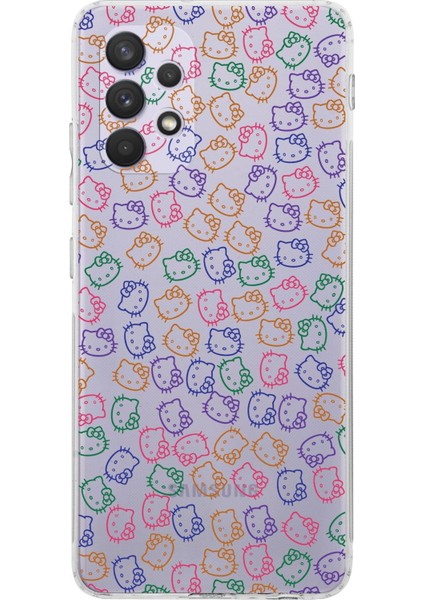 Samsung Galaxy A73 Kamera Korumalı Kapak Hello Kitty Tasarımlı Şeffaf Kılıf