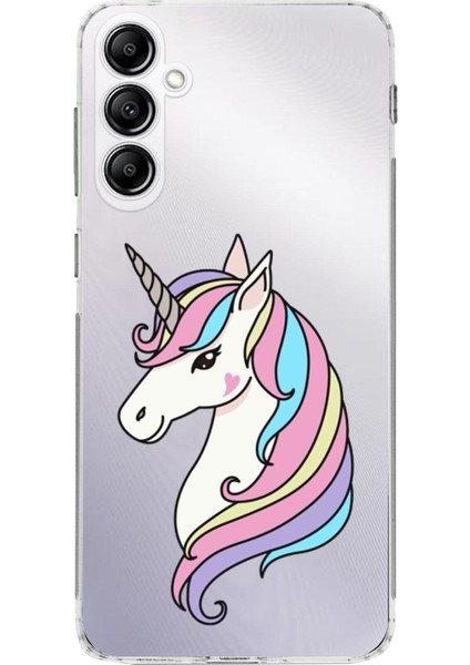 Samsung Galaxy M34 Uyumlu Kamera Korumalı Kapak Unicorn Tasarımlı Şeffaf Kılıf