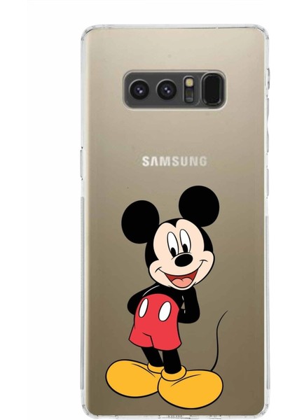Samsung Galaxy Note 8 Kamera Korumalı Kapak Mickey Mouse Tasarımlı Şeffaf Kılıf