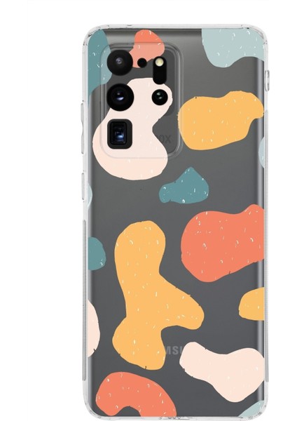 Samsung Galaxy S20 Ultra Uyumlu Kamera Korumalı Kapak Grunge Tasarımlı Şeffaf Kılıf