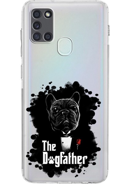 Samsung Galaxy A21S Kamera Korumalı Kapak Dog Father Tasarımlı Şeffaf Kılıf