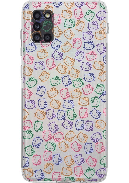 Samsung Galaxy A31 Kamera Korumalı Kapak Hello Kitty Tasarımlı Şeffaf Kılıf