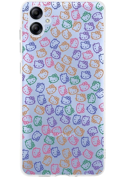 Samsung Galaxy A04E Kamera Korumalı Kapak Hello Kitty Tasarımlı Şeffaf Kılıf