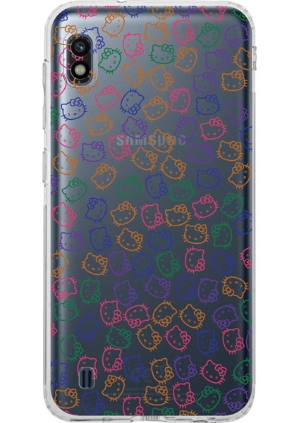 Samsung Galaxy A10 Kamera Korumalı Kapak Hello Kitty Tasarımlı Şeffaf Kılıf