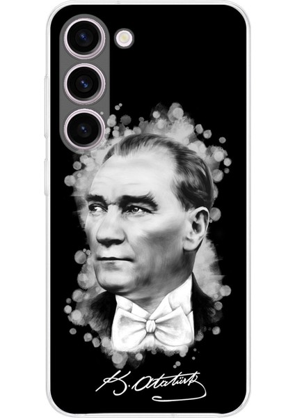 Samsung Galaxy S23 Uyumlu Kamera Korumalı Kapak Atatürk Tasarımlı Şeffaf Kılıf
