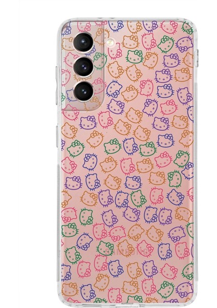 Samsung Galaxy S21 Fe Kamera Korumalı Kapak Hello Kitty Tasarımlı Şeffaf Kılıf