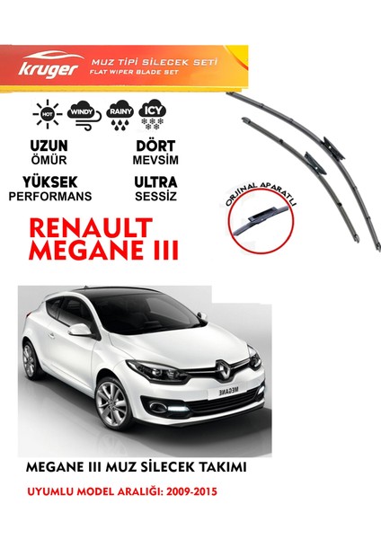 Megane 3 Araca Özel Silecek Seti