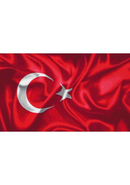 Sanat Kutsal Türk Bayrağı | Elmas Mozaik Tablo | Mozaik Puzzle | 55x33 | E2020796