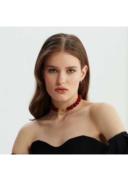 Altın Red Bomb Choker 925 Ayar