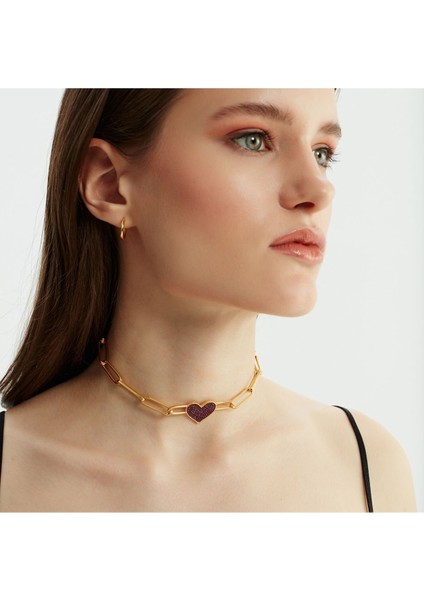 Tekno Trust Metal Pink Love Necklace Altın Tekli modelleri