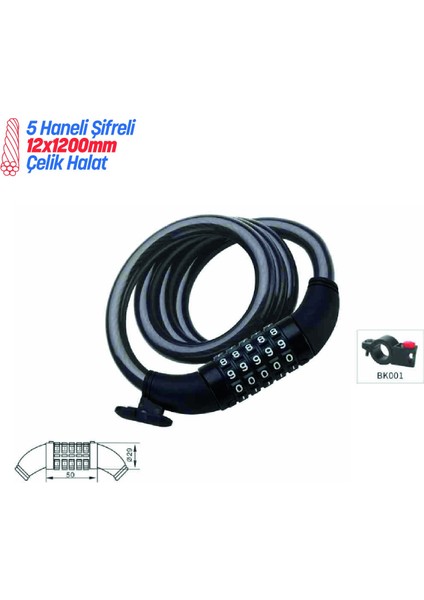 Zedonyon 12X1200 Şifreli Bisiklet Kilidi