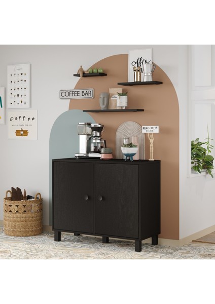 73 cm Coffee Kahve Köşesi Çok Amaçlı Dolap Duvar Raflı Siyah 96 cm Siyah 40 cm 1 Yıl Suntalam