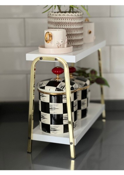 Tekno Trust 2 Yıl Mutfak Raf Gold Beyaz Tezgah Üstü Raf Kahve Köşesi Raf Banyo Raf Baharatlık Altın Suntalam Kl modelleri