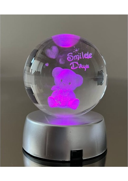Ayıcık Temalı 3D Renkli Işıklı Cam Küre