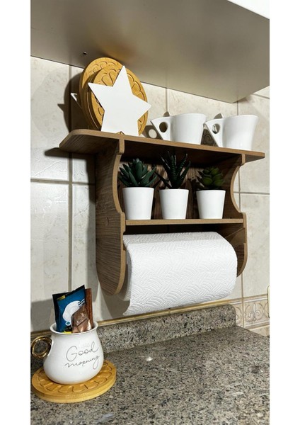 Tekno Trust Mdf Mutfak Banyo Kâğıt Havluluk, Fincanlık, Kahve Köşesi, Baharatlık, Aksesuar Rafı EH028 1 Yıl Mo