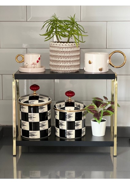 Tekno Trust Altın Mutfak Raf Gold Siyah Tezgah Üstü Raf Kahve Köşesi Raf Banyo Raf Baharatlık Suntalam fiyatları