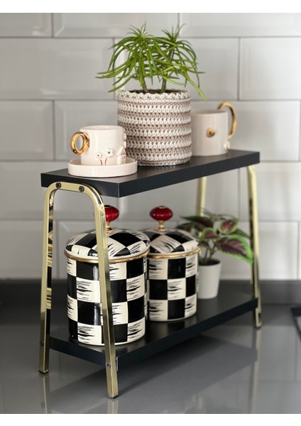 Tekno Trust Altın Mutfak Raf Gold Siyah Tezgah Üstü Raf Kahve Köşesi Raf Banyo Raf Baharatlık Suntalam modelleri