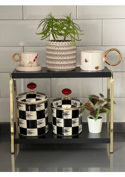 Tekno Trust Altın Mutfak Raf Gold Siyah Tezgah Üstü Raf Kahve Köşesi Raf Banyo Raf Baharatlık Suntalam fırsatları