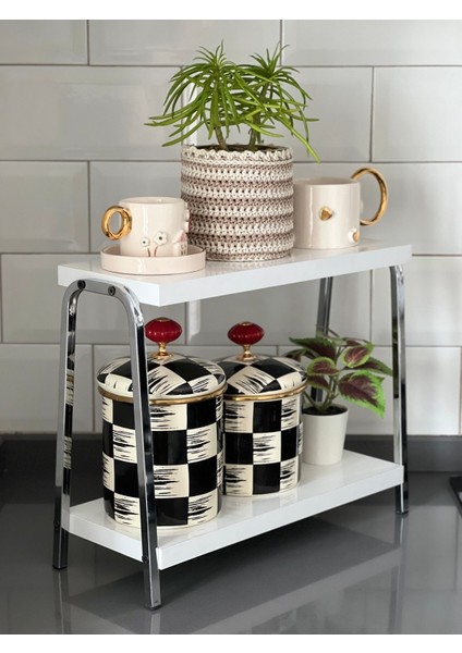 Tekno Trust Suntalam Mutfak Raf Krom Beyaz Tezgah Üstü Raf Kahve Köşesi Raf Banyo Raf Baharatlık Bej