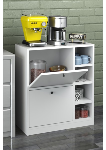 Tekno Trust Beyaz Kahve Köşesi Mutfak Rafı Çok Amaçlı Dolap Mutfak Stand Mutfak Bango Beyaz 70 cm Suntalam 80 C