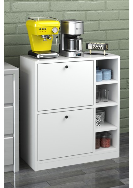 Tekno Trust Beyaz Kahve Köşesi Mutfak Rafı Çok Amaçlı Dolap Mutfak Stand Mutfak Bango Beyaz 70 cm Suntalam 80 C