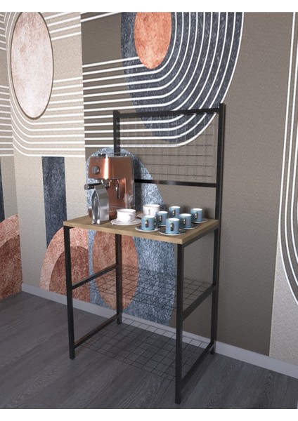 Tekno Trust Metal Metal Ahşap Kahve Köşesi ve Bar Masası Modern Kahverengi Modern