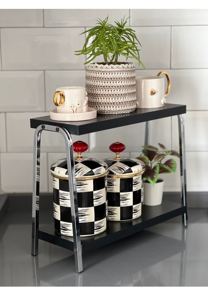 Tekno Trust Suntalam Mutfak Raf Krom Siyah Tezgah Üstü Raf Kahve Köşesi Raf Banyo Raf Baharatlık Metalik indirimleri