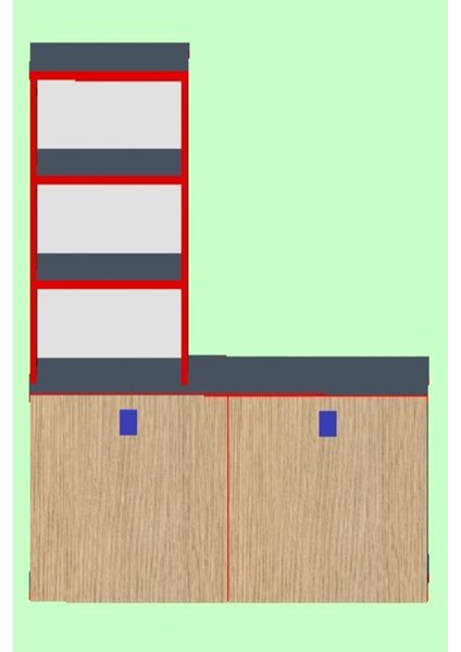 105 cm Kahve Köşesi Kapaklı -Raflı Çok Amaçlı Mutfak Dolabı Modern 110 cm 40 cm Modern Enine Kahve