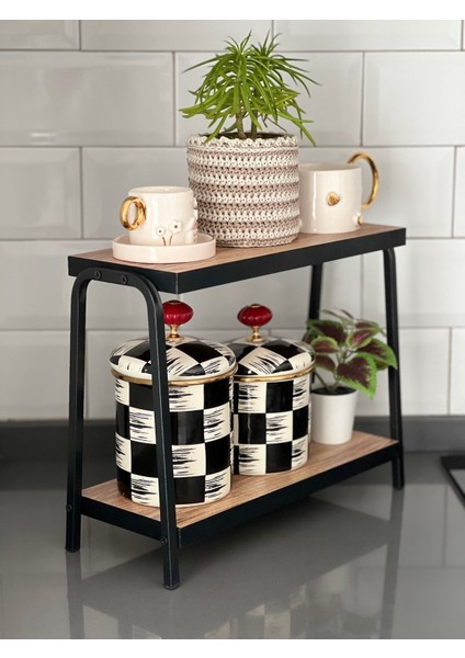 Tekno Trust Suntalam Mutfak Raf Çam Tezgah Üstü Raf Kahve Köşesi Raf Banyo Raf Baharatlık Kahverengi