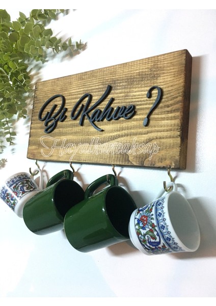 Tekno Trust Kahverengi Bi Kahve Fincan Askılığı Masif Ağaç Muftak Askısı 12X25 cm Kahve Köşesi Askılık Ahşap