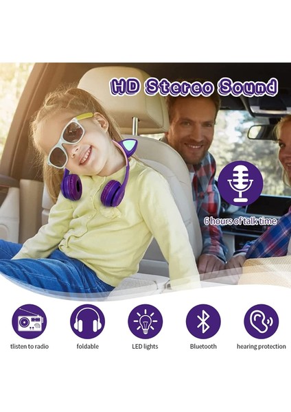 Tekno Trust Yok Kedi Kulağı Bluetooth Kablosuz Kulaklık Rengarenk Işıklı Rgb Mavi Çocuk Oyun Kulaklığı Radyolu fırsatları