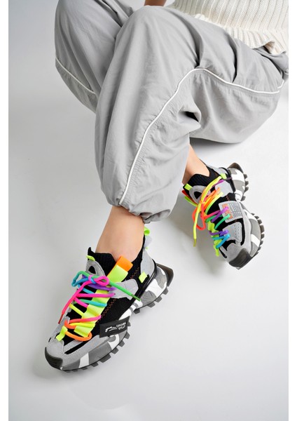 Kadın Renkli Bağcık Ithal Taban Sneakers