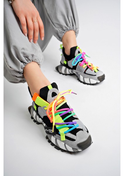 Kadın Renkli Bağcık Ithal Taban Sneakers