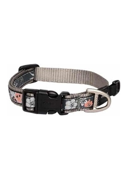 Fancy Dress Halsband Çiçek Desenli Köpek Boyun Tasması Gri Medium 1.6X26-40 cm