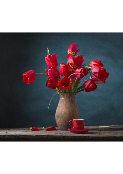 Kırmızı Laleler | Elmas Mozaik Tablo | Mozaik Puzzle | 44x39 | E2020154